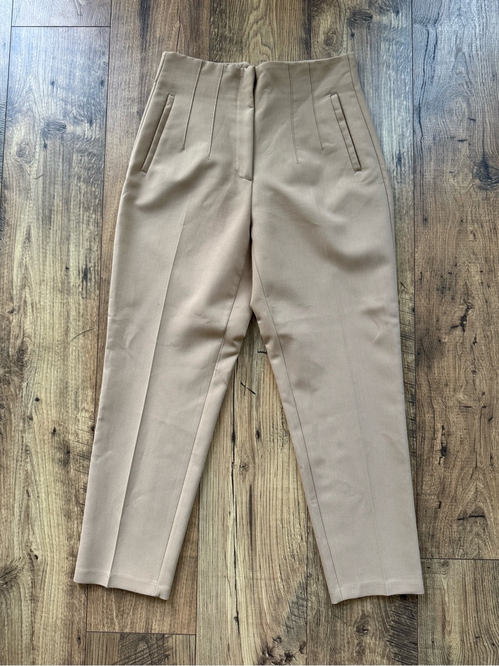 Zara Women’s High-Waist Tapered Pants - Beige
